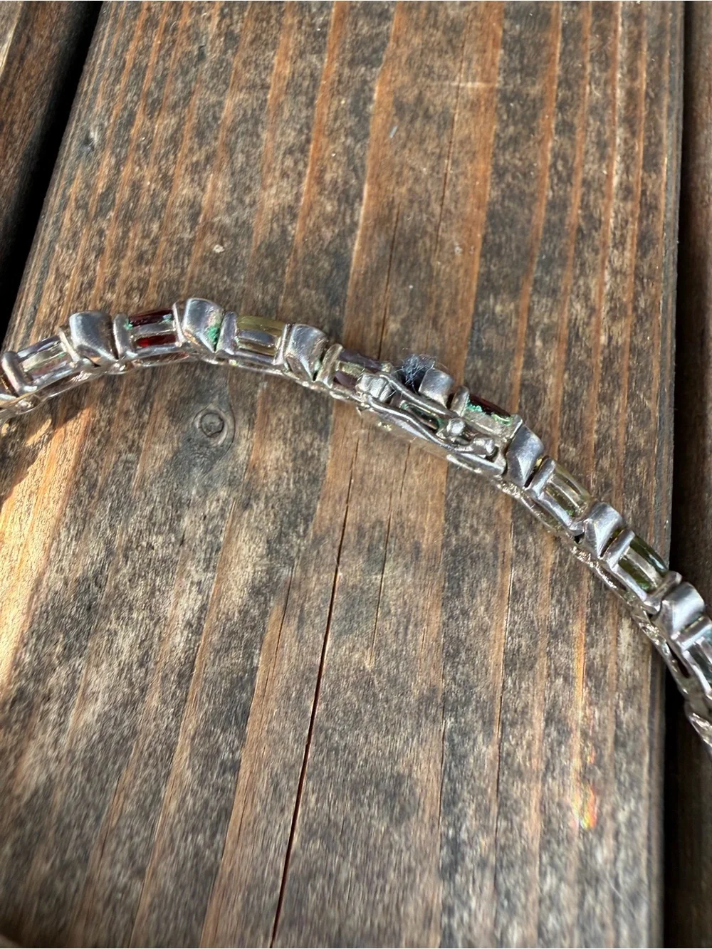 Multicolor Color Tennis Bracelet Sterling Silver Vintage 7”